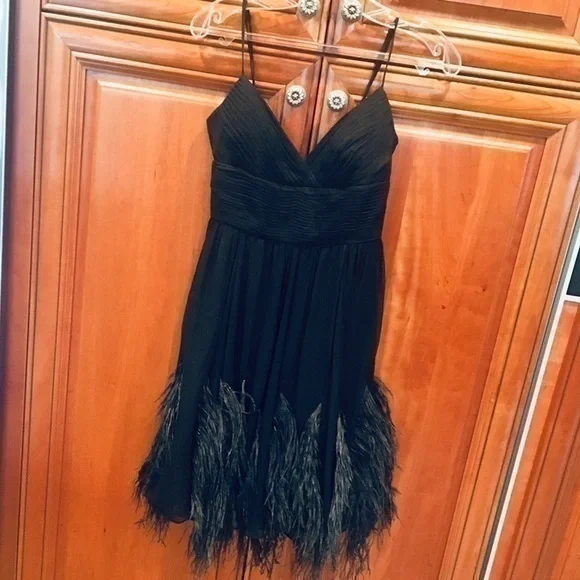 black feather bridesmaid dresses Jovani 03023 Prom Long Sleeveless Feather Dress